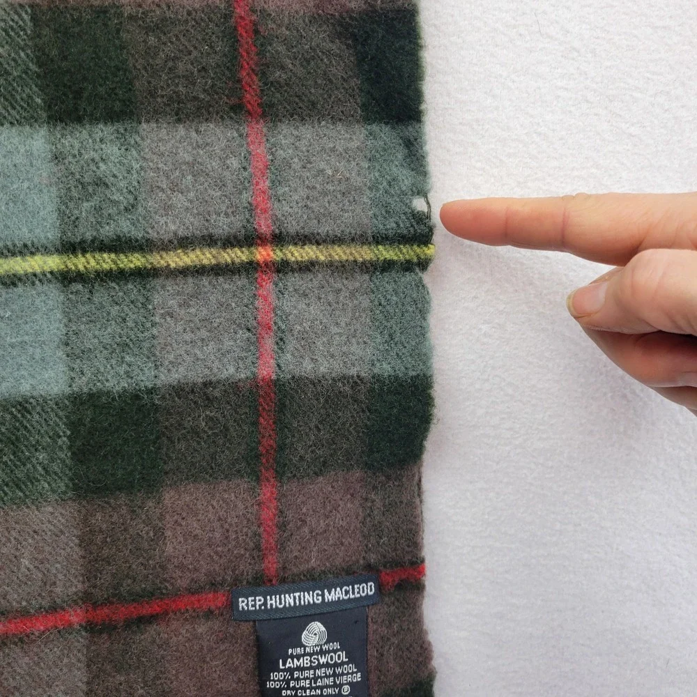 REP HUNTING MACLEOD Lambswool Tartan Plaid Scarf Fringe Made In Scotland‎ Unisex